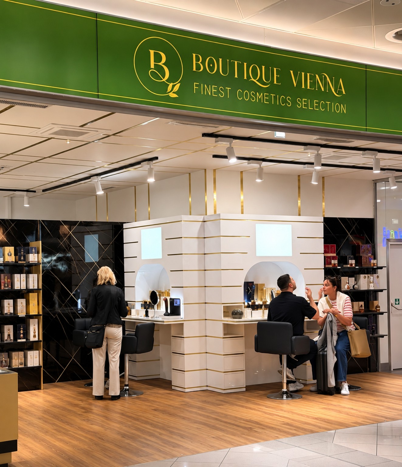 Customers receiving personal cosmetics advice at Boutique Vienna