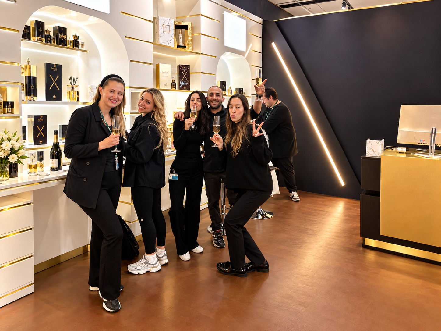 Boutique Vienna team celebrating together inside the boutique